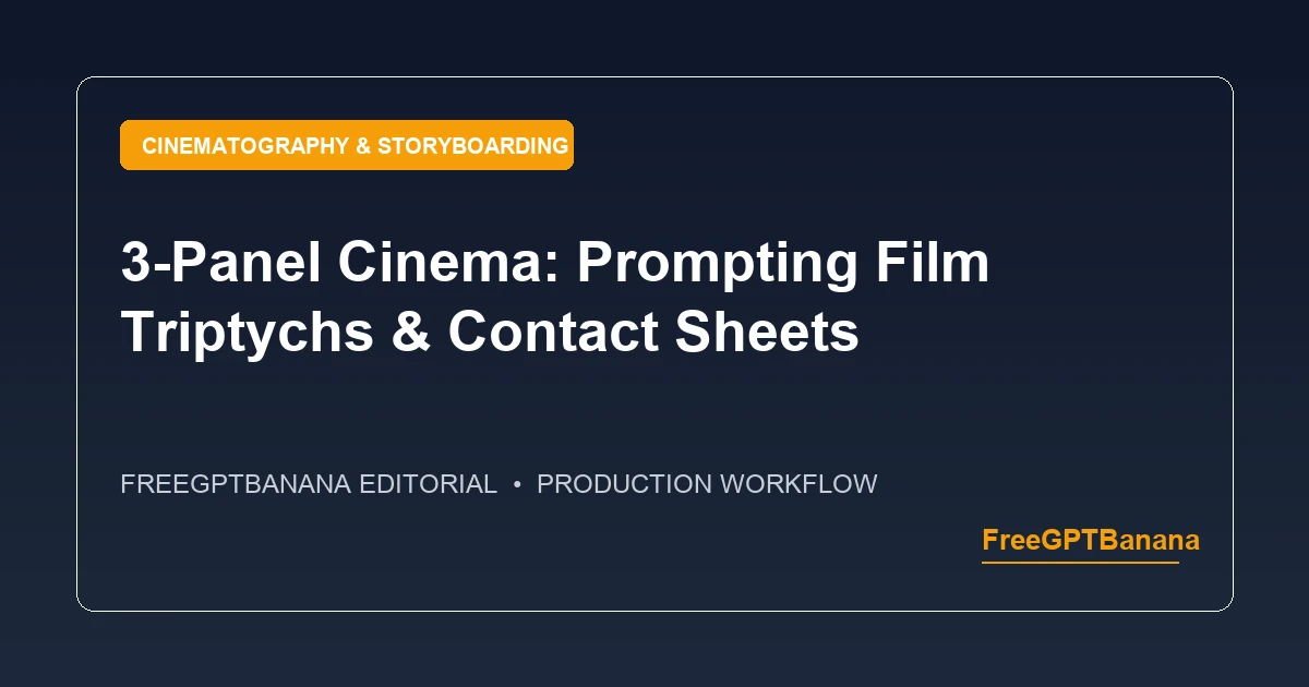 Cinematic 3-panel triptych portrait and film storyboard prompt guide