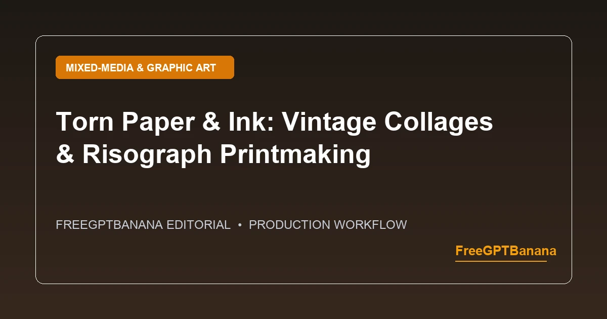 Vintage editorial collage and Risograph print prompt recipes with torn paper textures