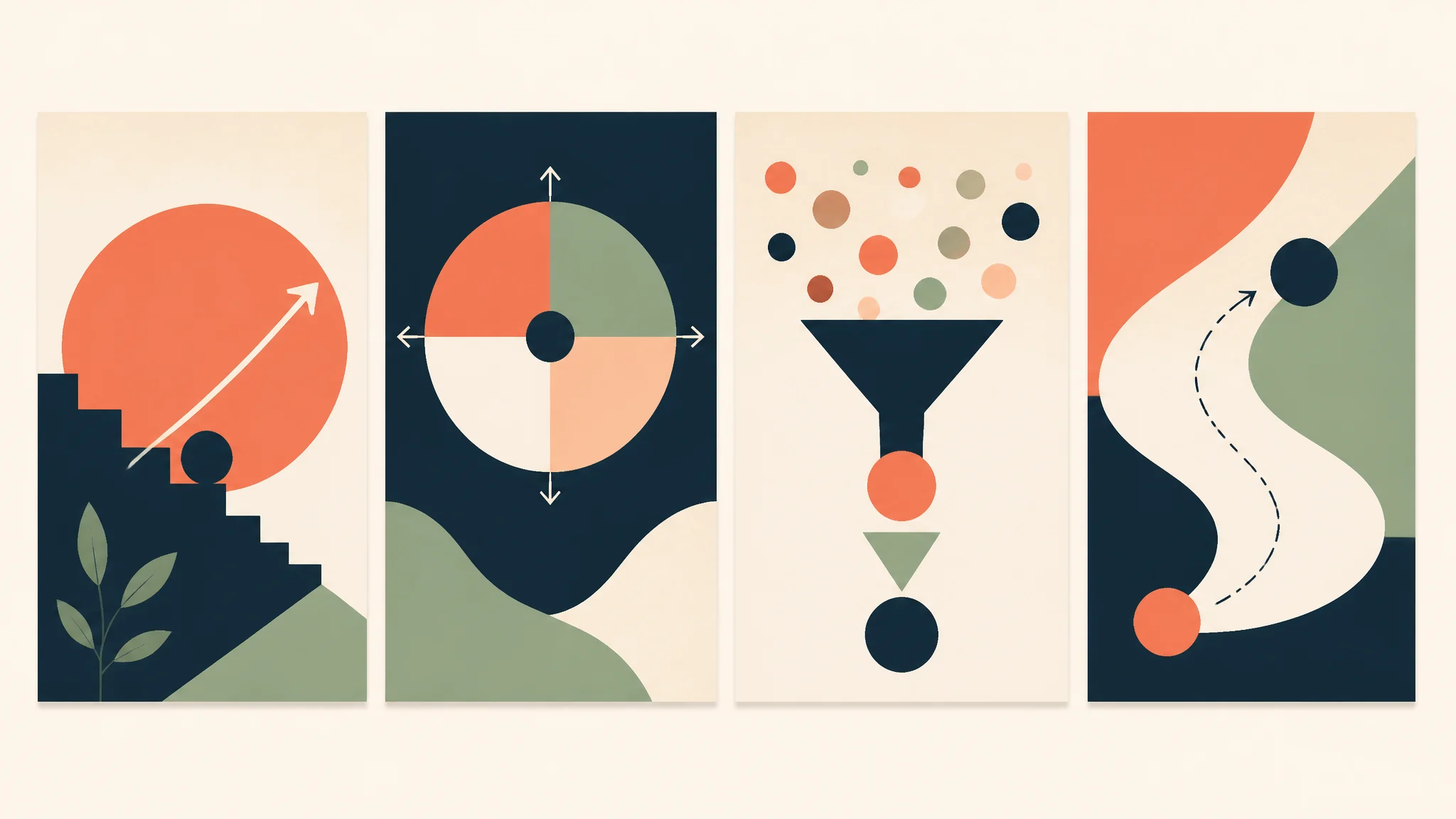An infographic and poster image sheet with strong shape and color relationships