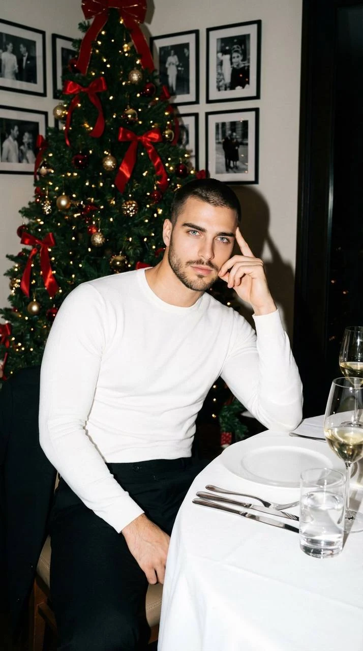 Male Christmas Dinner Editorial Portrait