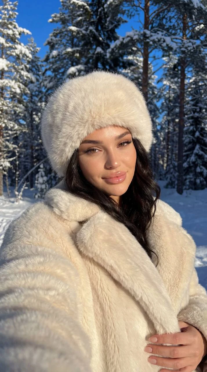 Luxury Winter Fur Selfie Portrait