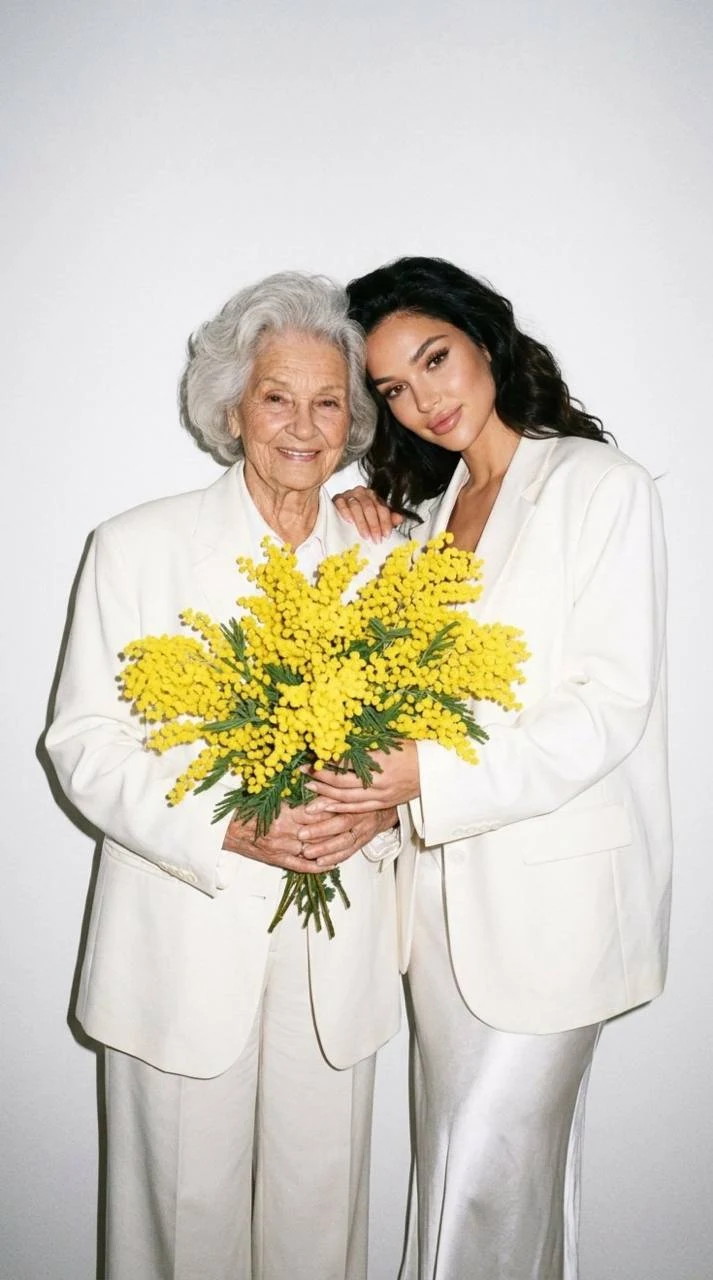Studio Portrait of Women with Mimosa