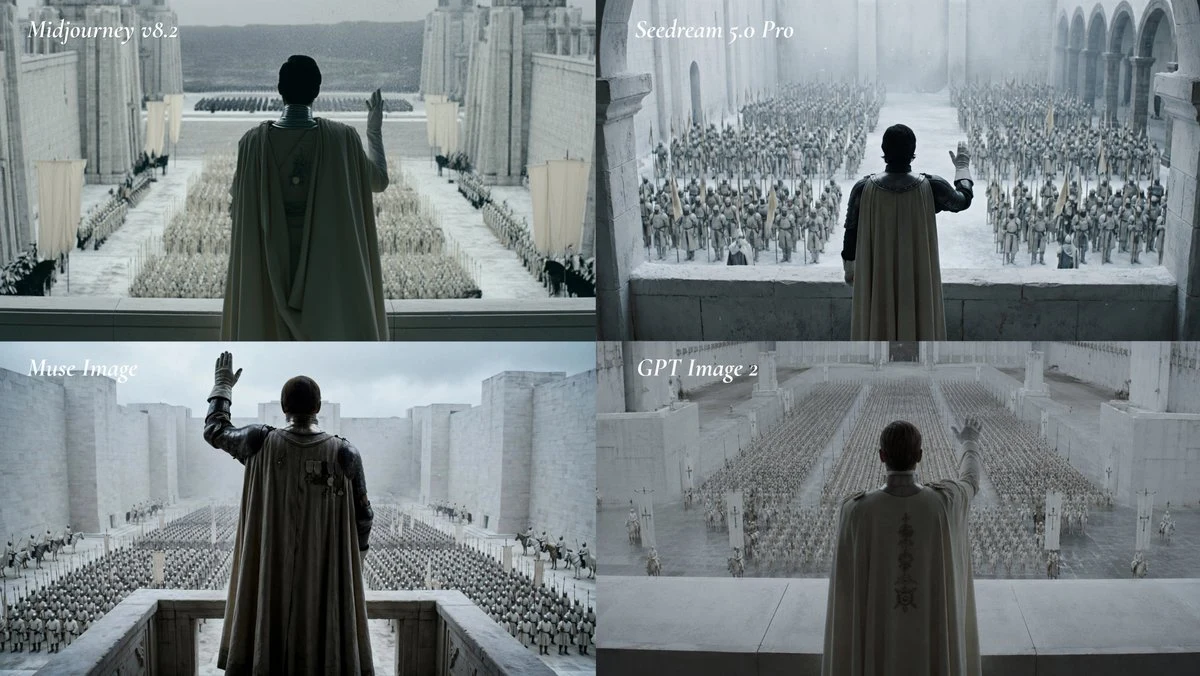 Cinematic Fantasy AI Model Comparison Grid