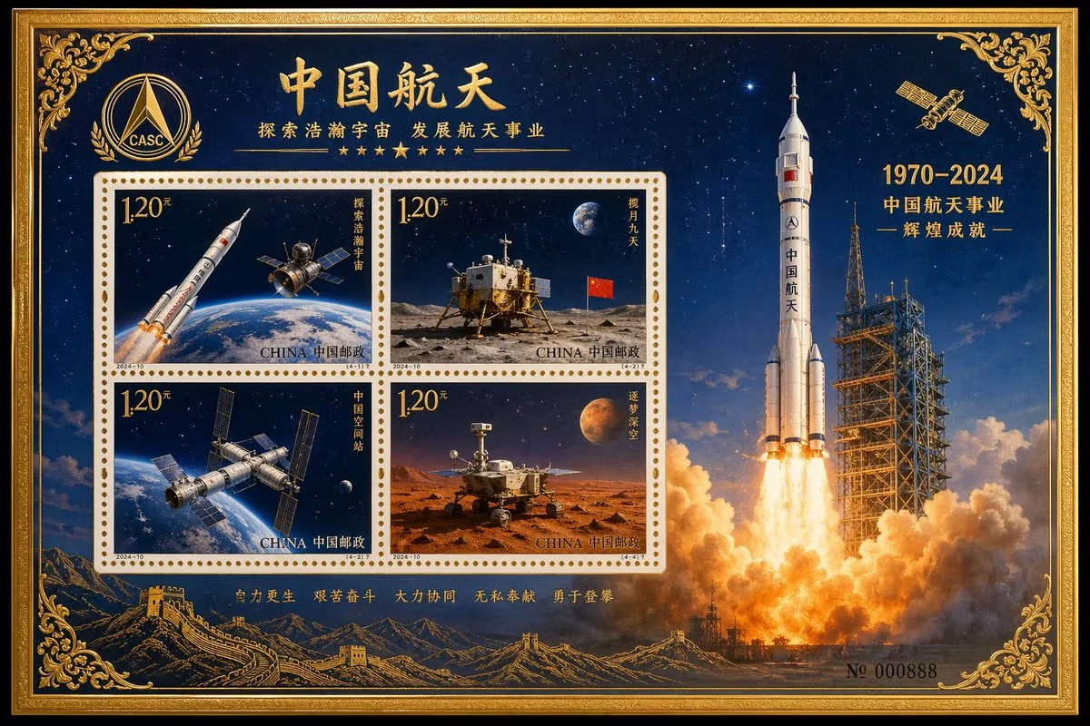 China Aerospace Commemorative Stamp Sheet Design
