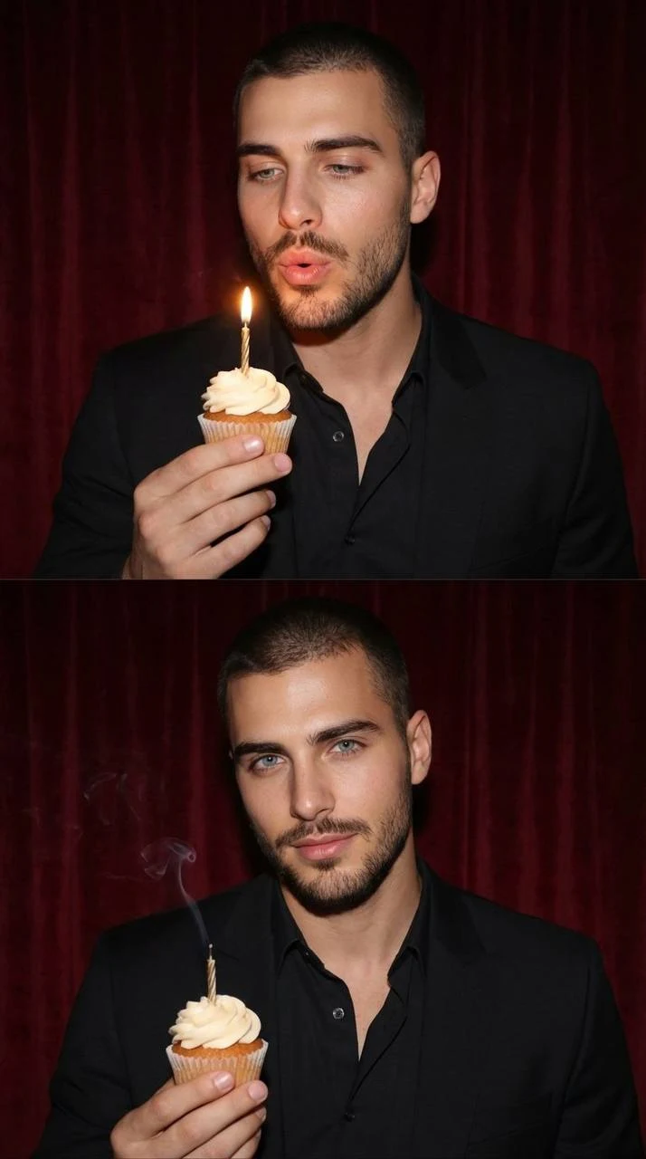 Man With Birthday Cupcake Portrait