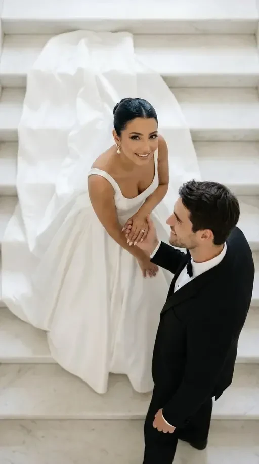 Elegant Wedding Photography Marble Staircase