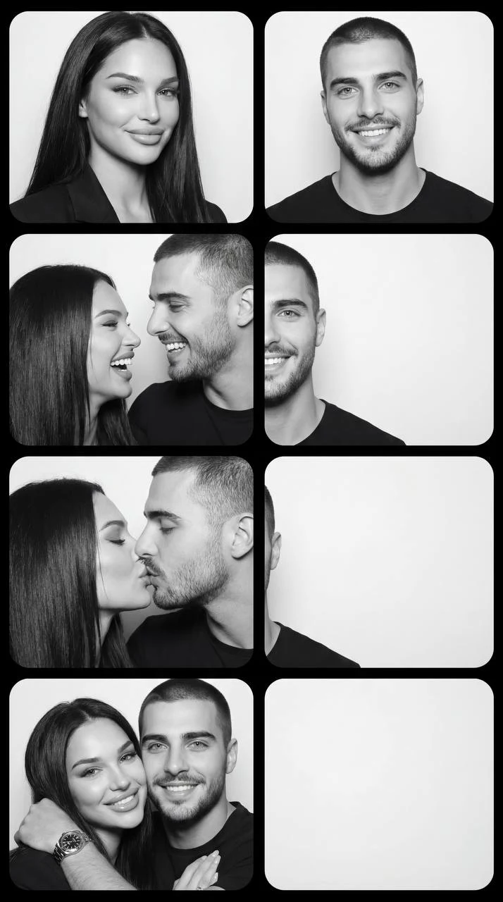 Black and White Photo Booth Strip Couple