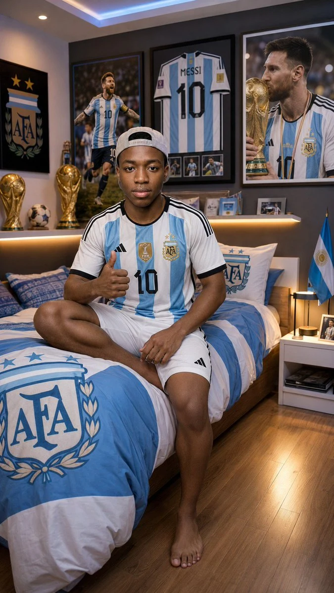 Premium Argentina Football Fan Bedroom Portrait