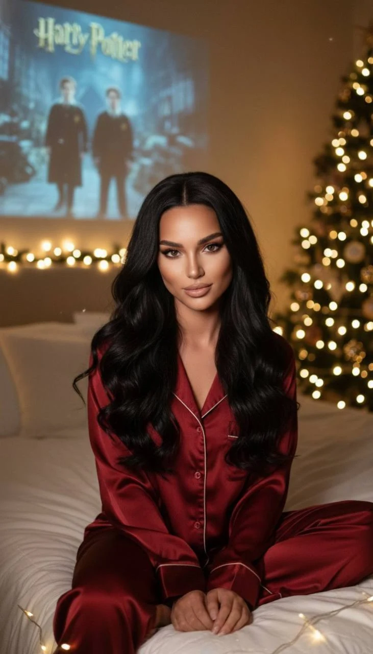 Cozy Christmas Evening Pajama Portrait