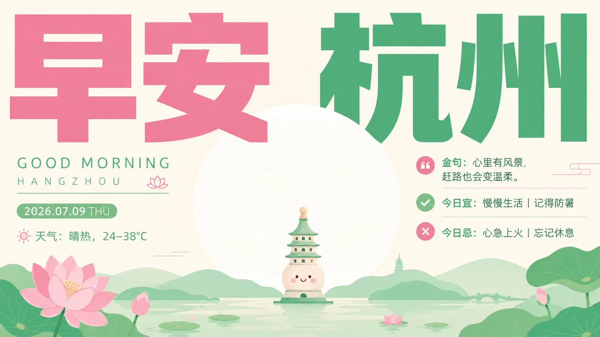 Healing Morning Hangzhou Flat Poster