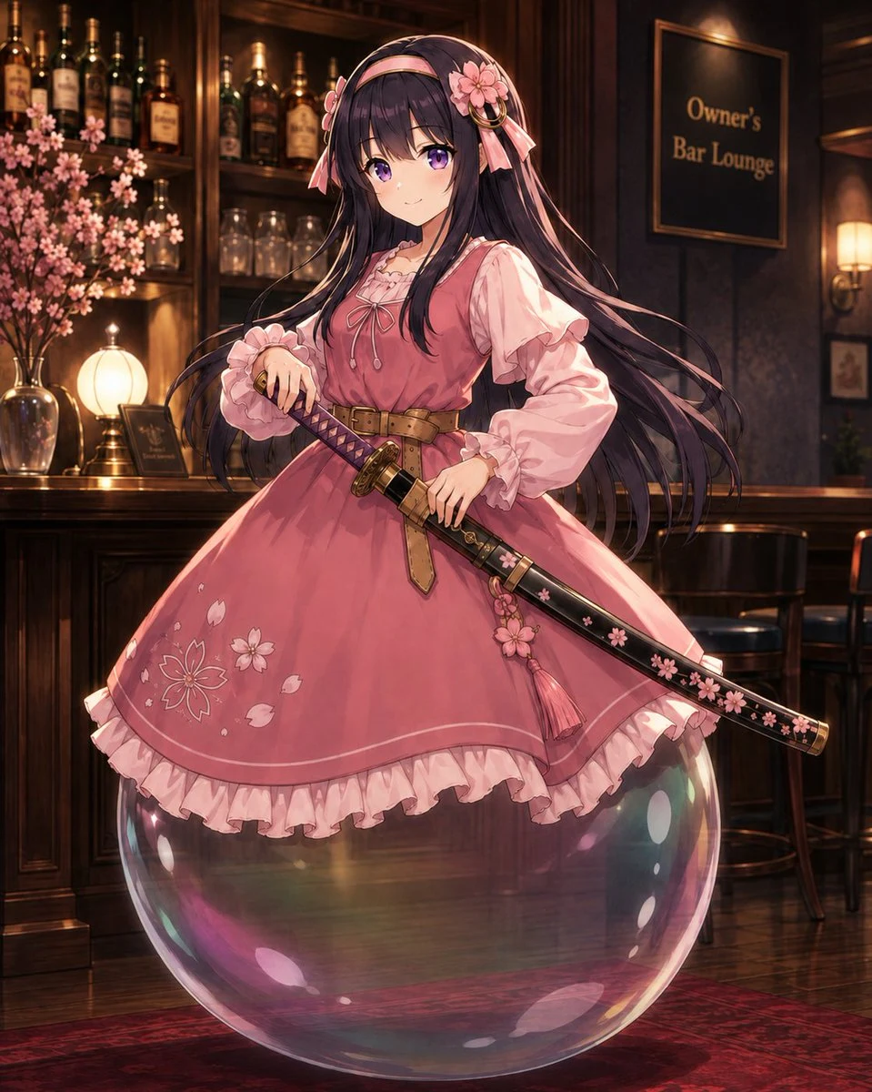 Anime Girl in Soap Bubble at Bar
