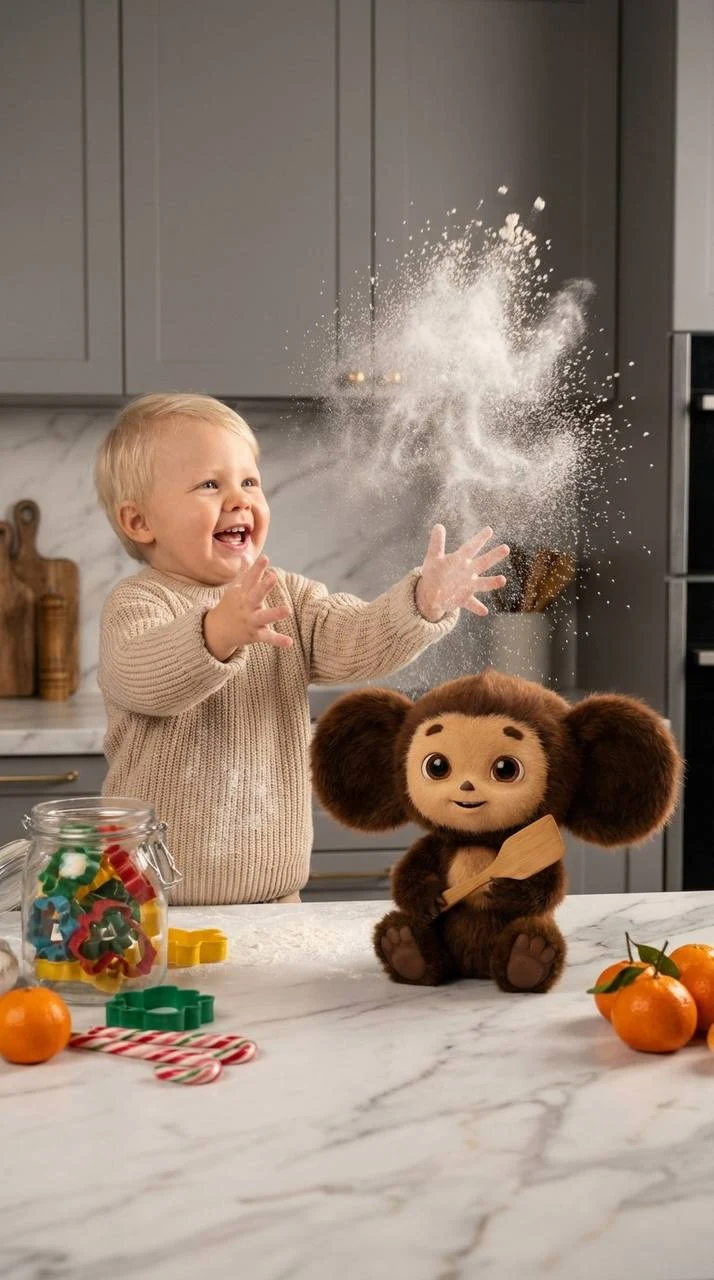 cheburashka christmas kitchen scene