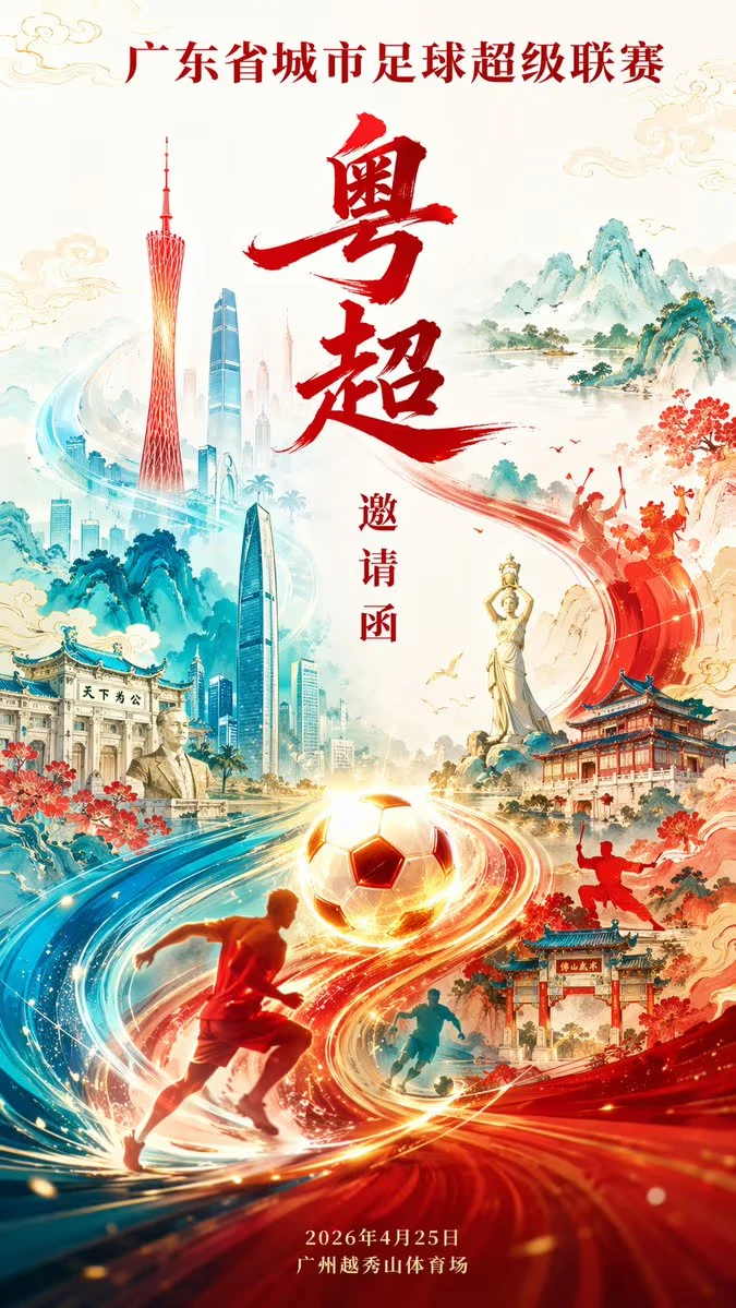 Guangdong Super League Football Invitation Poster