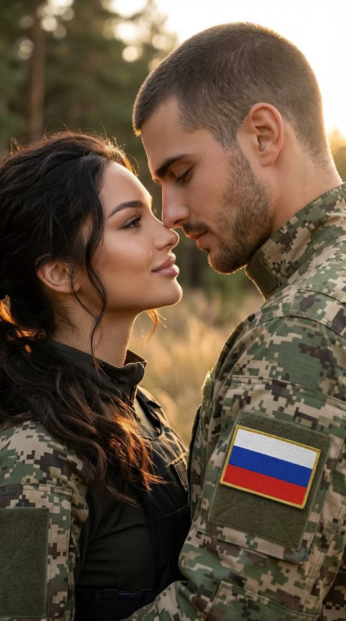 emotional soldier couple embrace