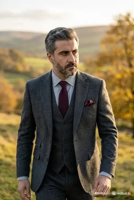 Sophisticated Man in Tweed Suit Portrait