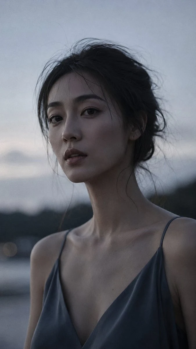 moody japanese dusk portrait