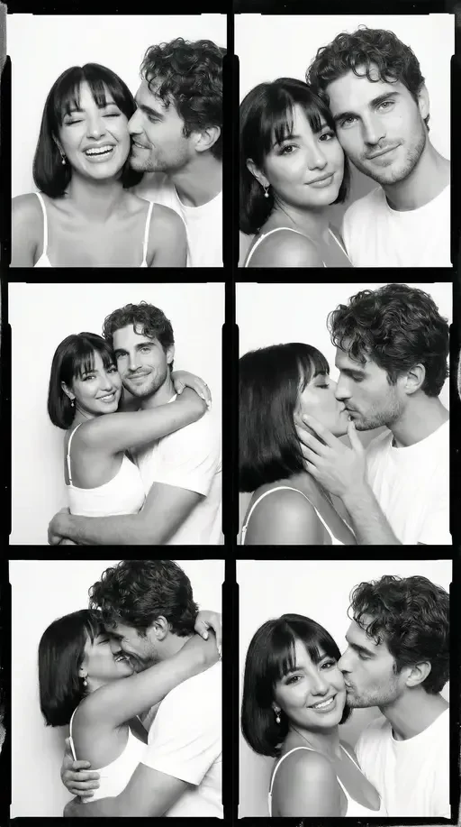 Black and White Film Contact Sheet Couple