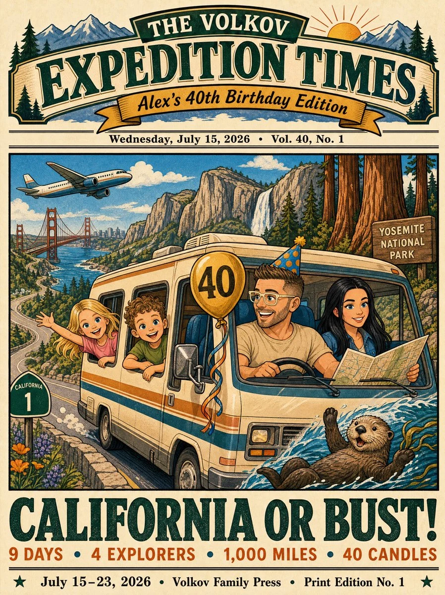 Vintage California Road Trip Birthday Poster