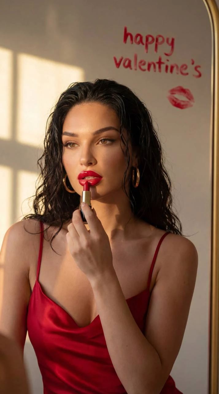 glamorous mirror beauty portrait