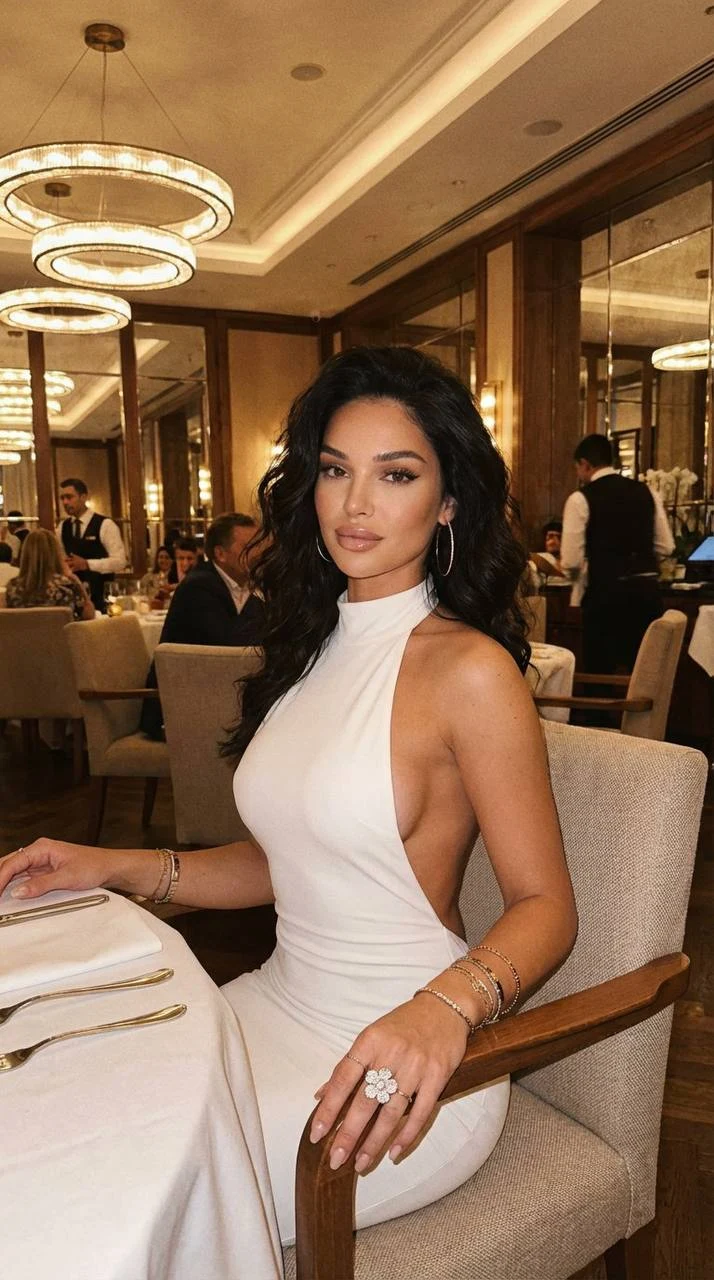 Elegant Woman Dinner at Luxury Restaurant