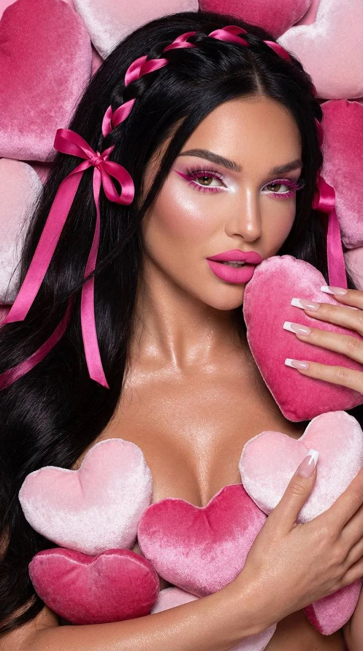 Pink Glamour Hearts Portrait