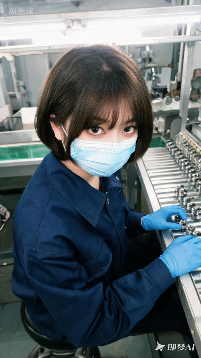 realistic female factory technician portrait