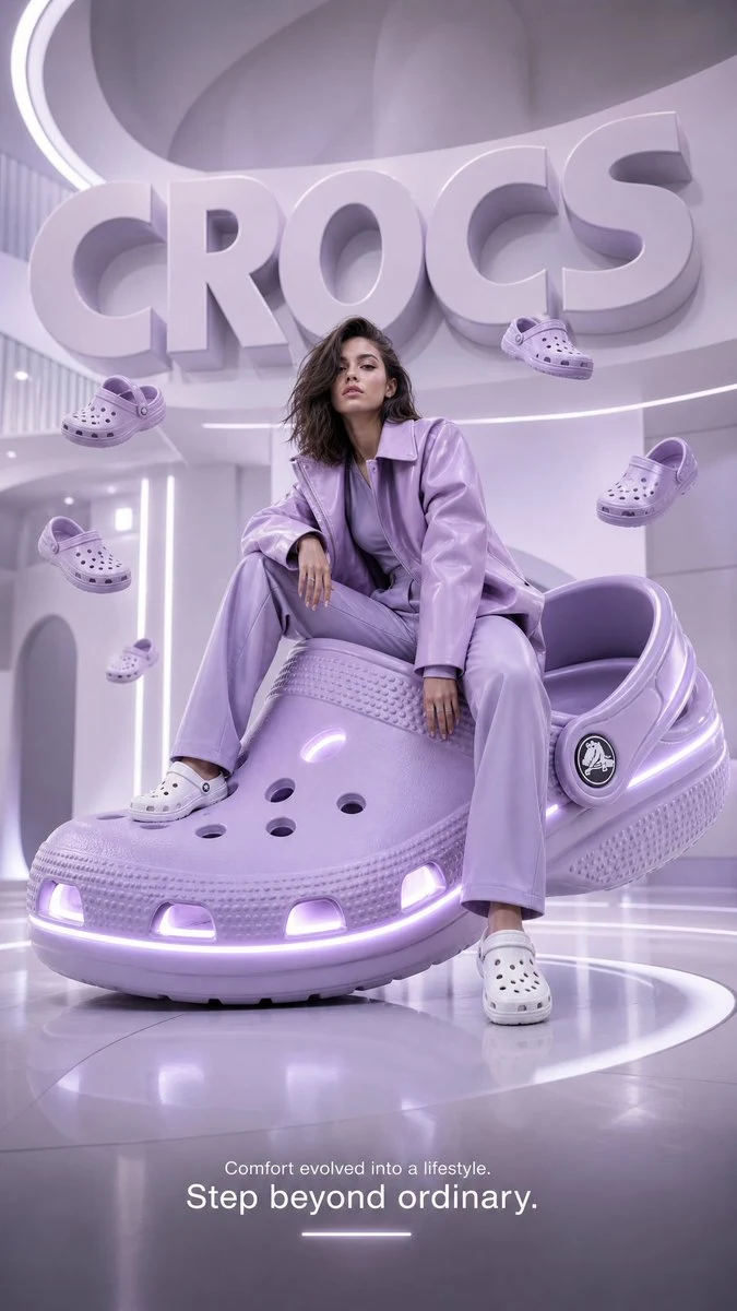 Futuristic Crocs Fashion Advertising Poster