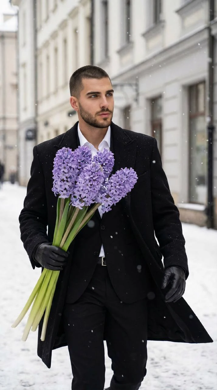 Man in Black Suit Holding Long Narcissus