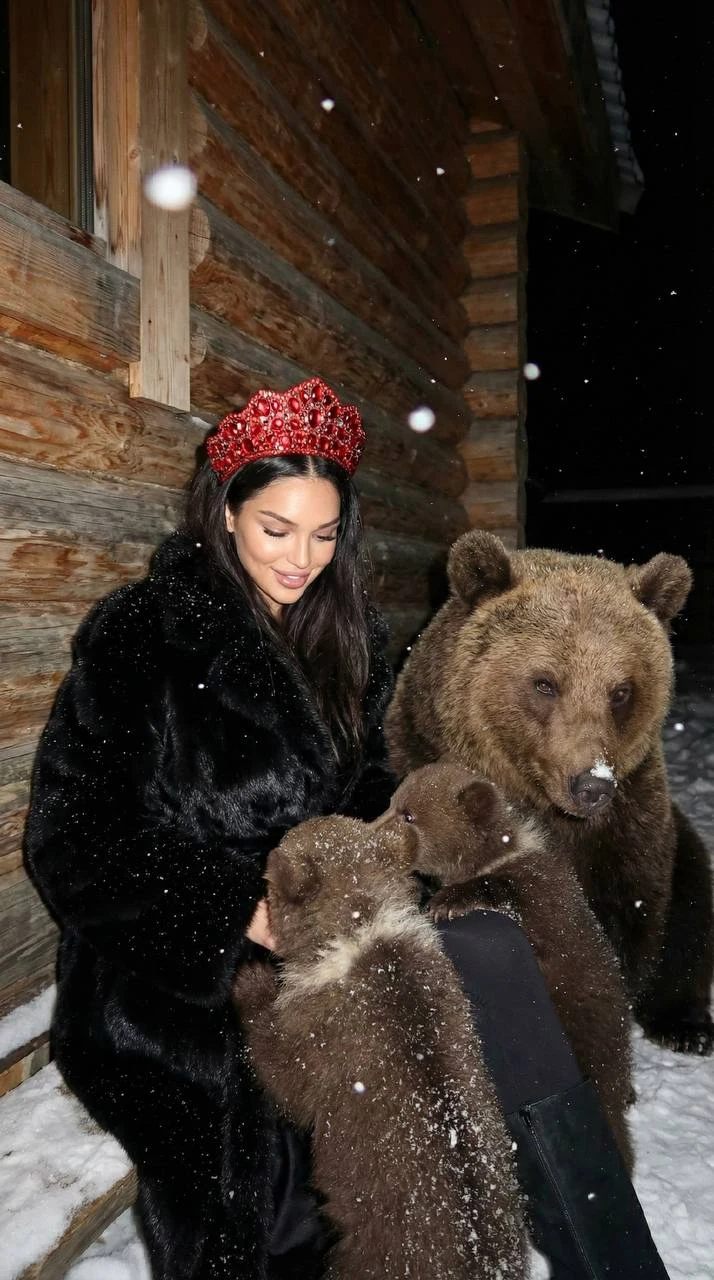 Winter Fairy Tale Woman with Bears