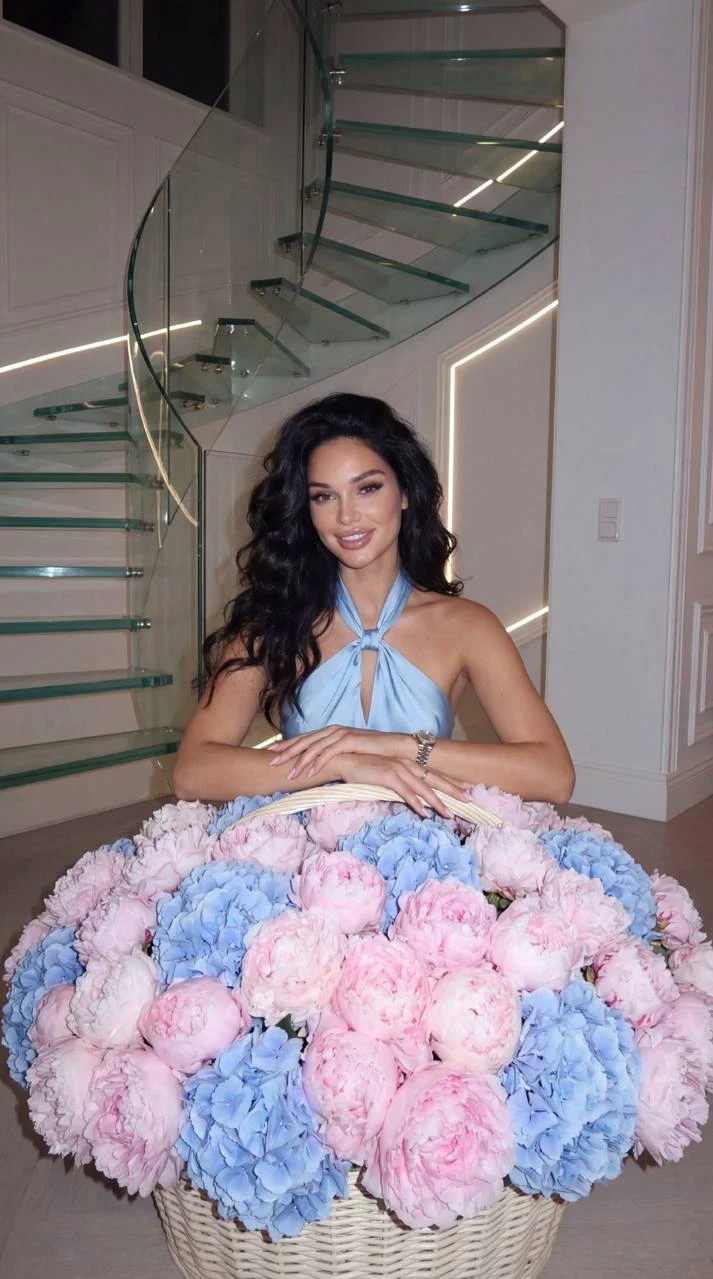 Girl with Massive Basket of Peonies Interior