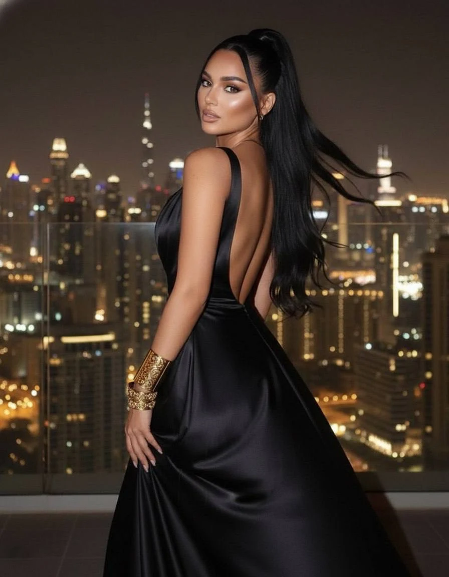 Luxury Fashion Portrait in Dubai Skyline