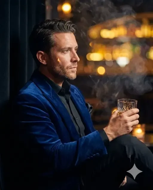 Gentleman in Opulent Jazz Lounge
