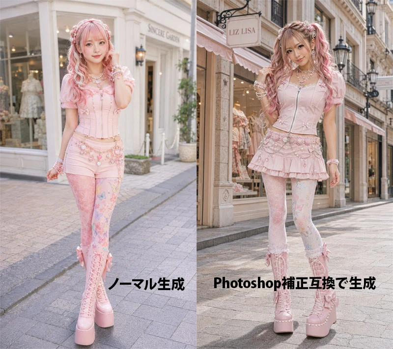 Pink Lolita Fashion Color Correction Comparison