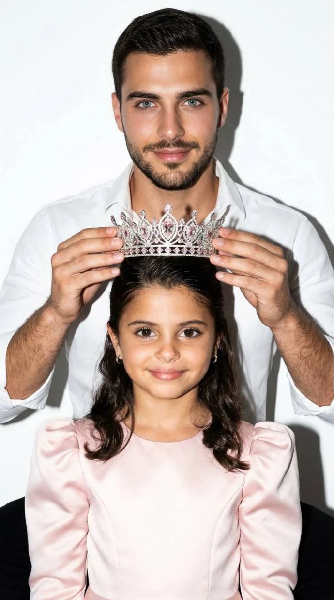 Father and Daughter with Silver Crown