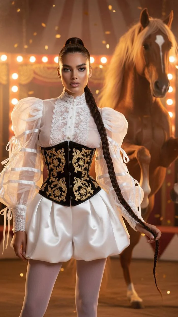 Luxury Couture Circus Fashion with Horse