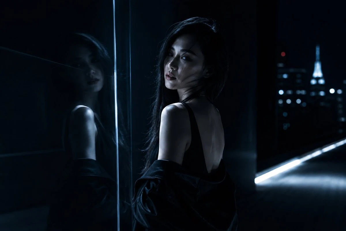 Cinematic Nighttime Fashion Portrait