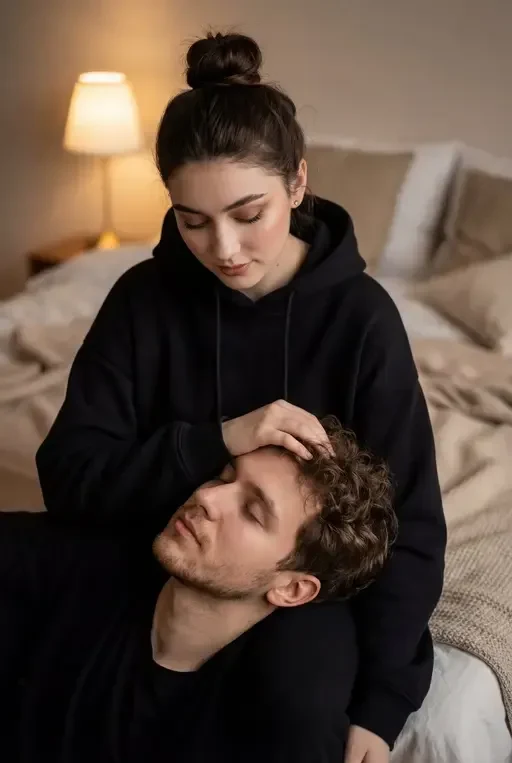intimate indoor couple portrait