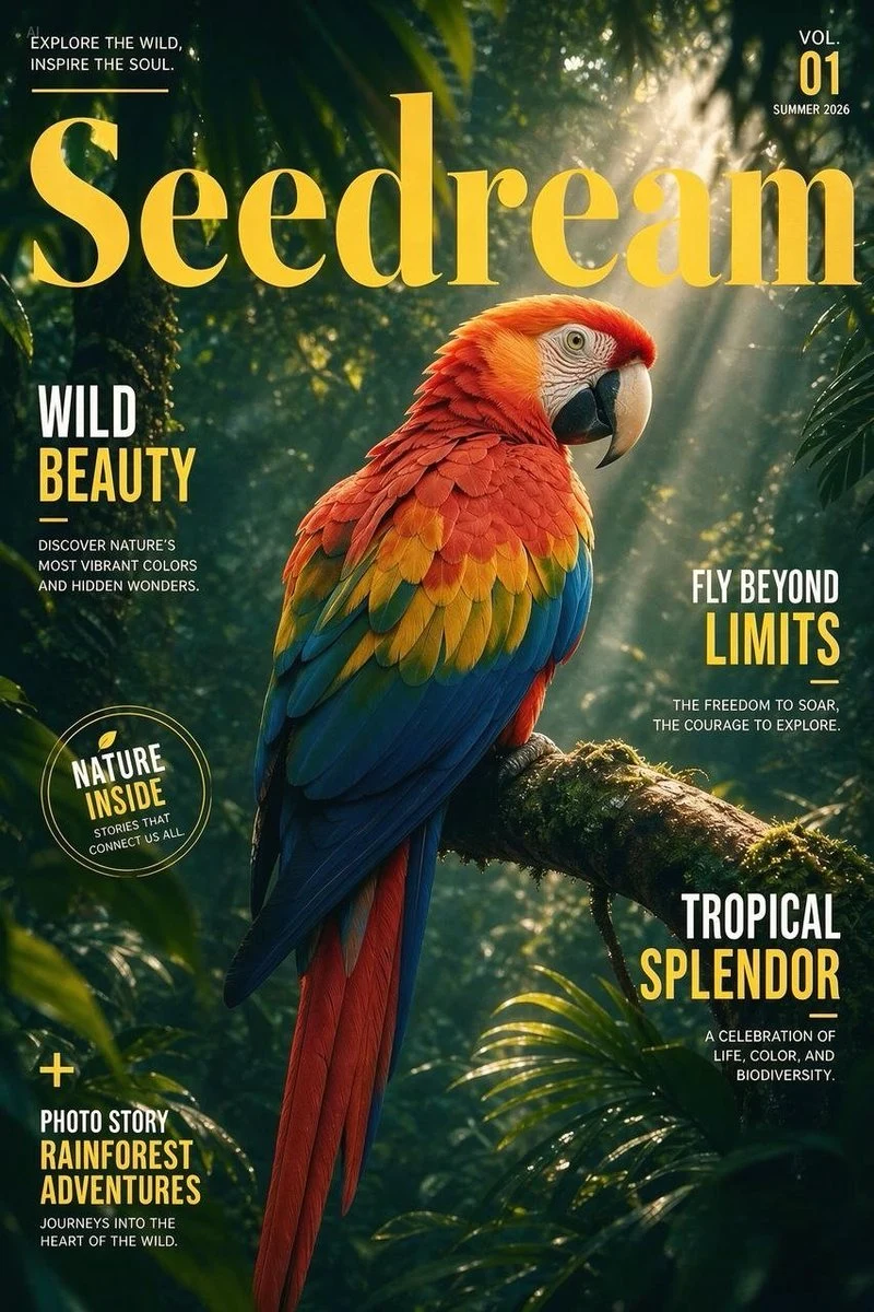tropical scarlet macaw wildlife magazine cover
