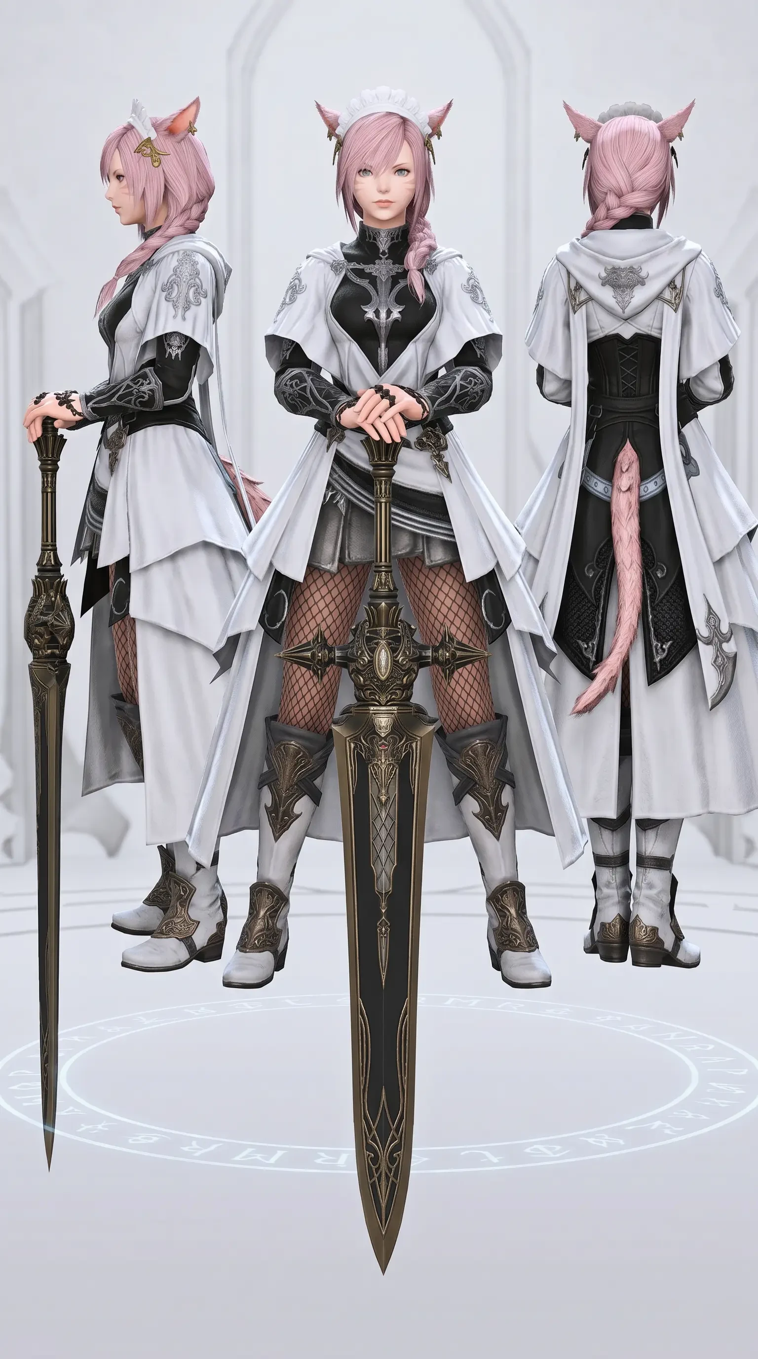 Fantasy Female Warrior Character Three-View Design