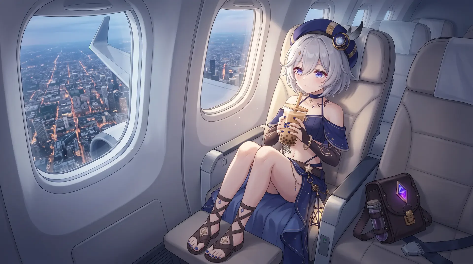 Anime Character Flying With Milk Tea