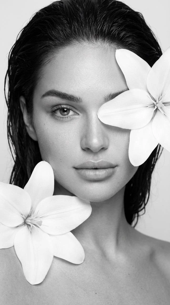 Minimalist Beauty Portrait With White Lilies