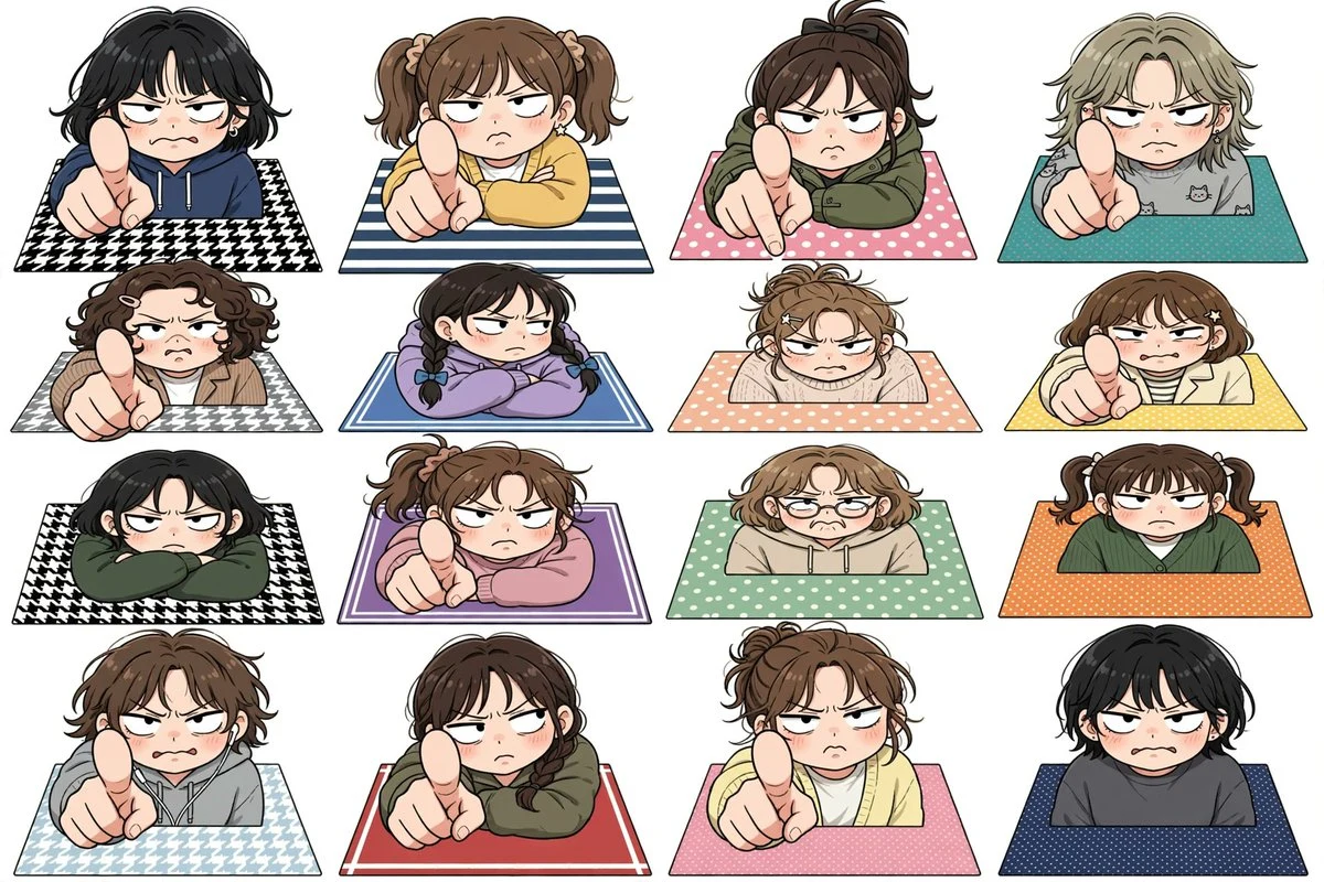 Chibi Annoyed Character Sticker Sheet
