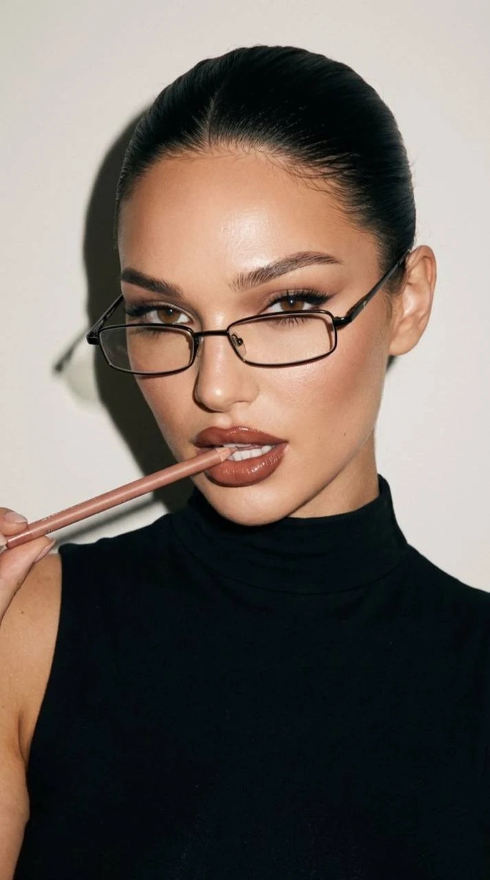 Stylish Studio Beauty Portrait Glasses