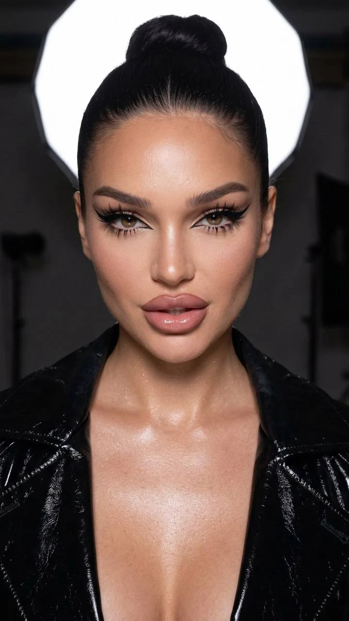 High Fashion Beauty Portrait In Leather Trench