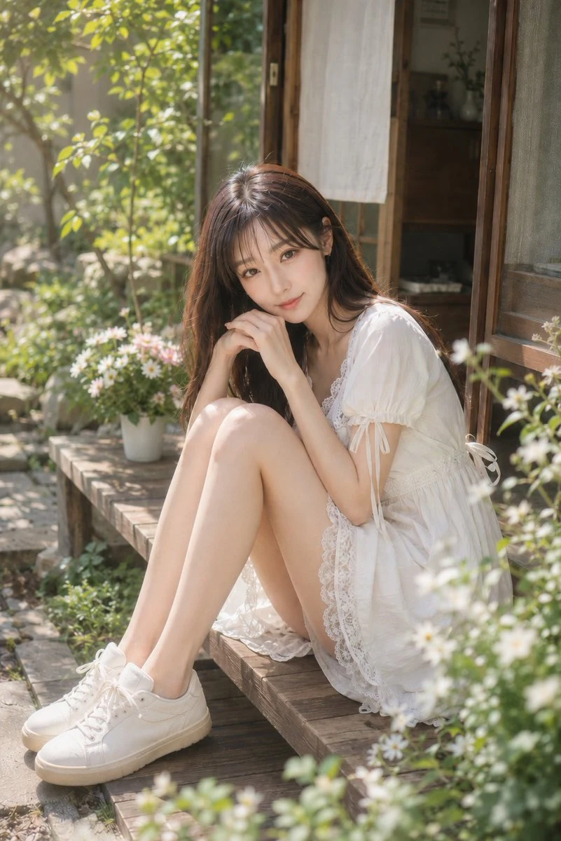 Japanese Veranda Morning Light Portrait