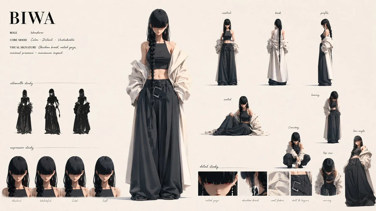 Biwa-Anime Character Design Sheet