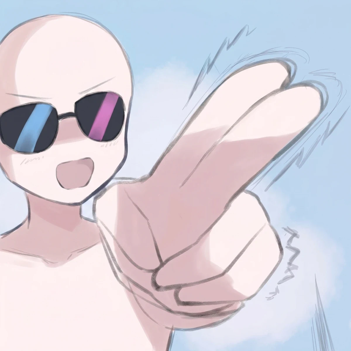 Anime Girl Character with Sunglasses Gesture reference image 1