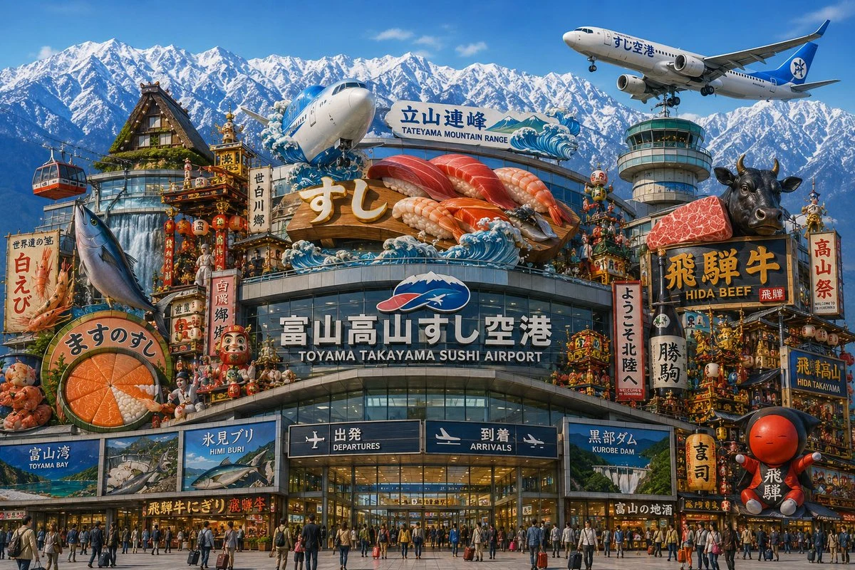 Toyama Takayama Sushi Airport Travel Poster