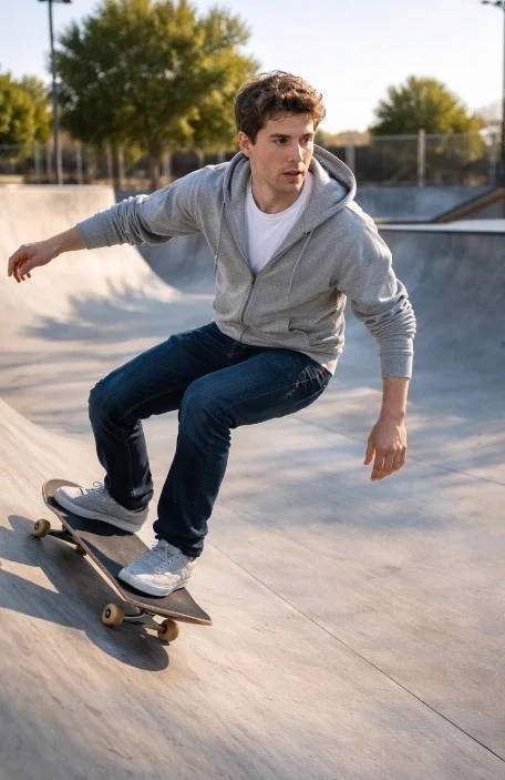 Man Skboarding at Park
