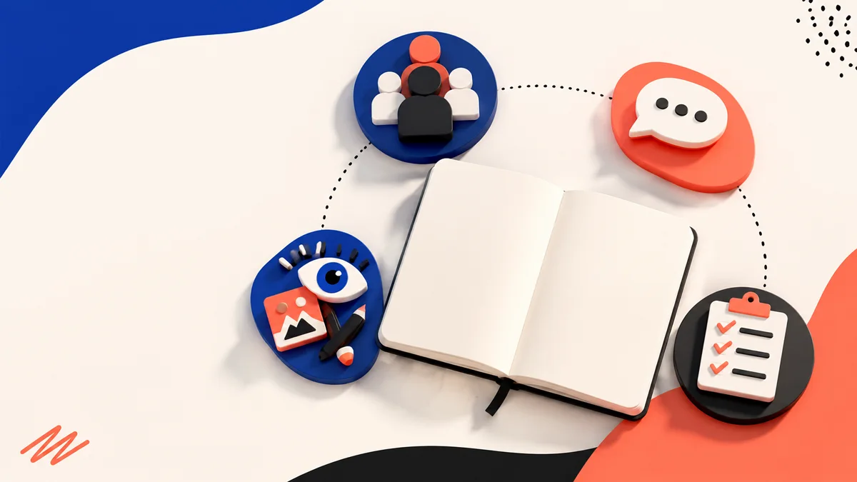 Editorial carousel cover with four creative brief symbols